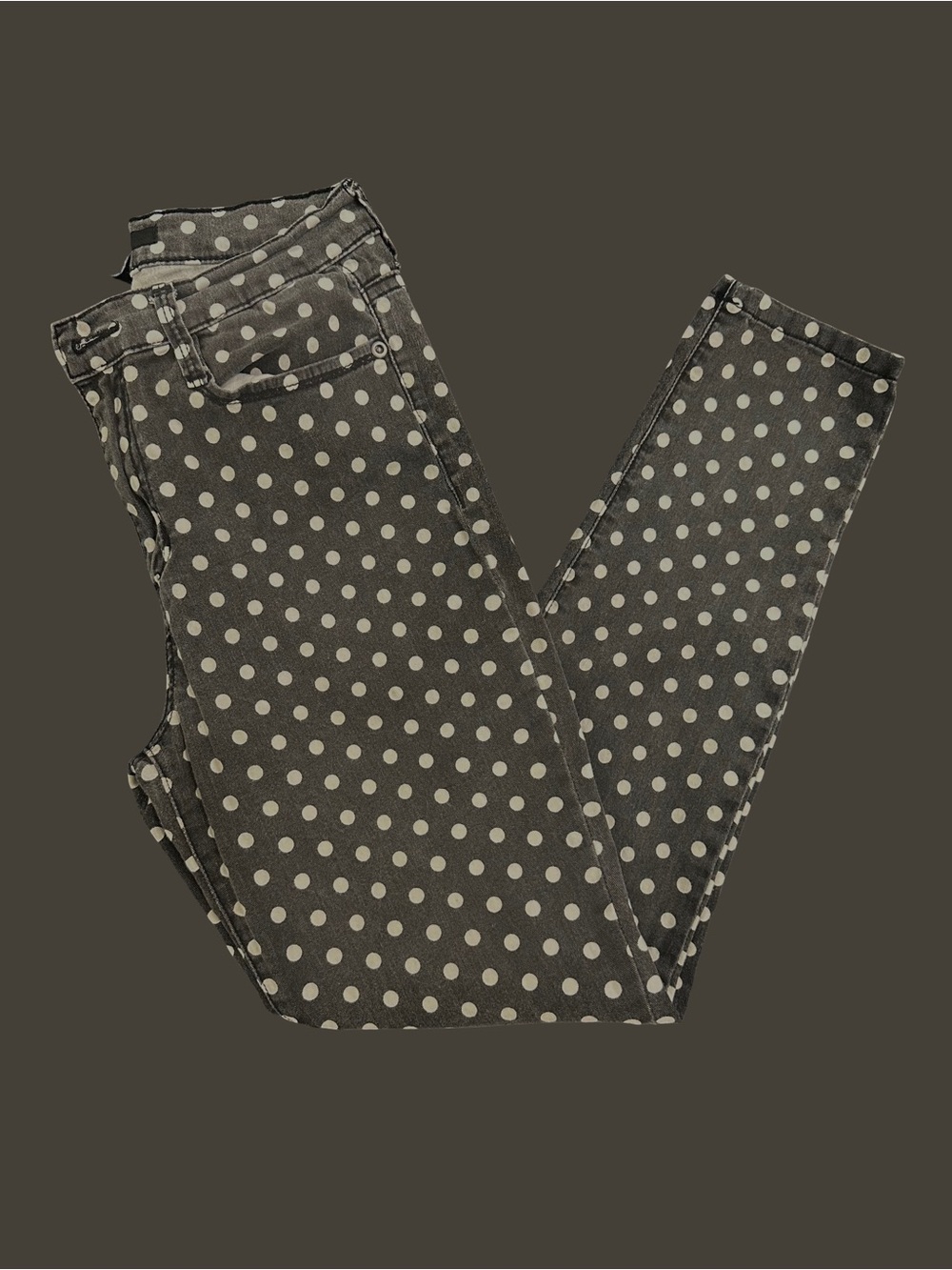 Forever 21 Black Skinny Jeans with White Polka Dots